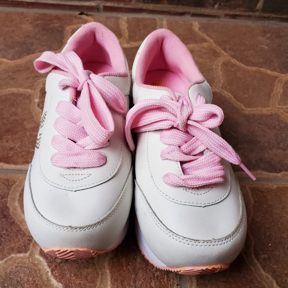 Volatile White and Pink Platform Sneakers